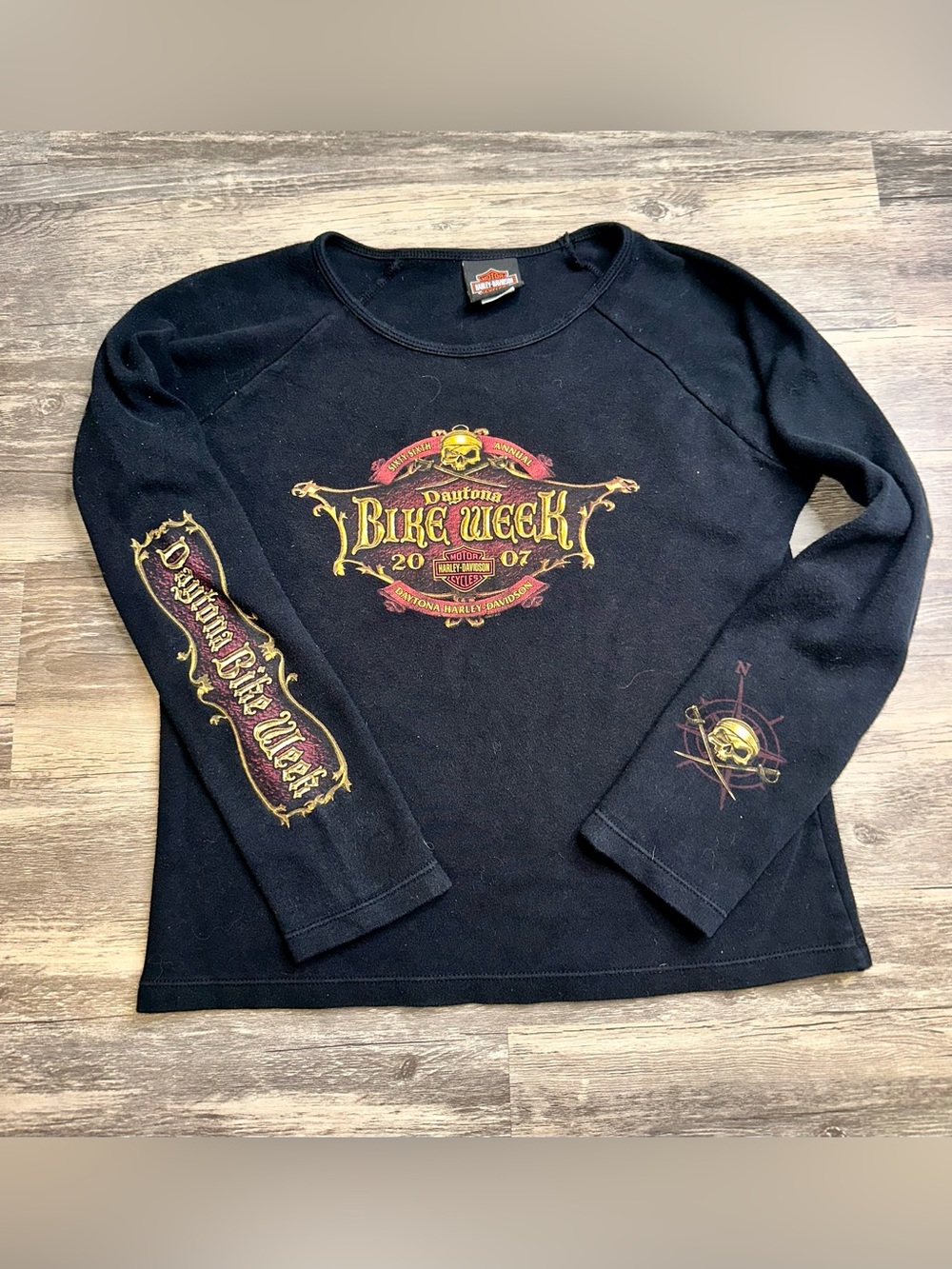 Harley-Davidson Daytona Bike Week 2007 Women’s Long Sleeve Medium Black Skull